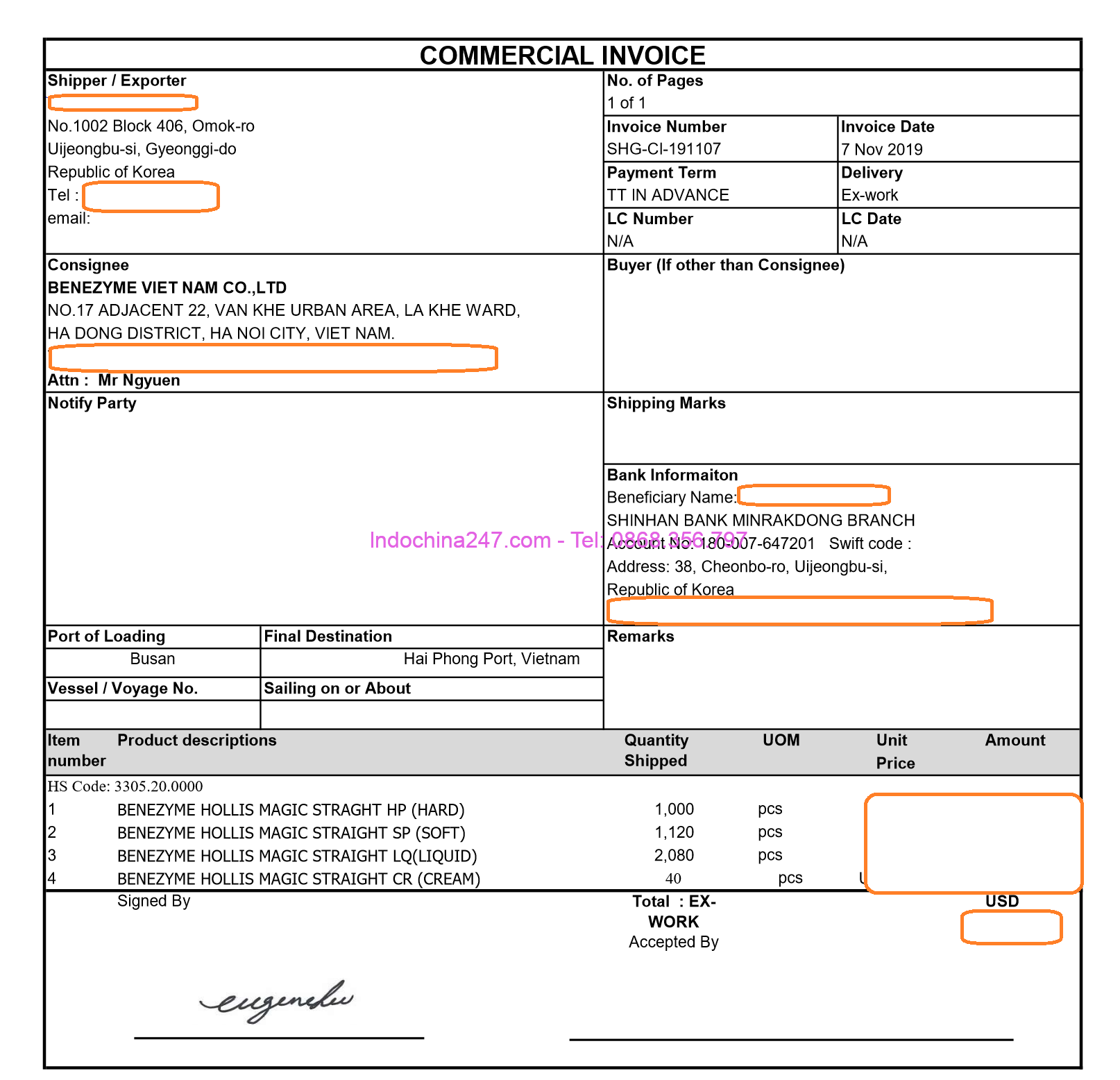 Vận chuyển xuất nhập khẩu mỹ phẩm - thuốc uốn tóc từ Hàn Quốc